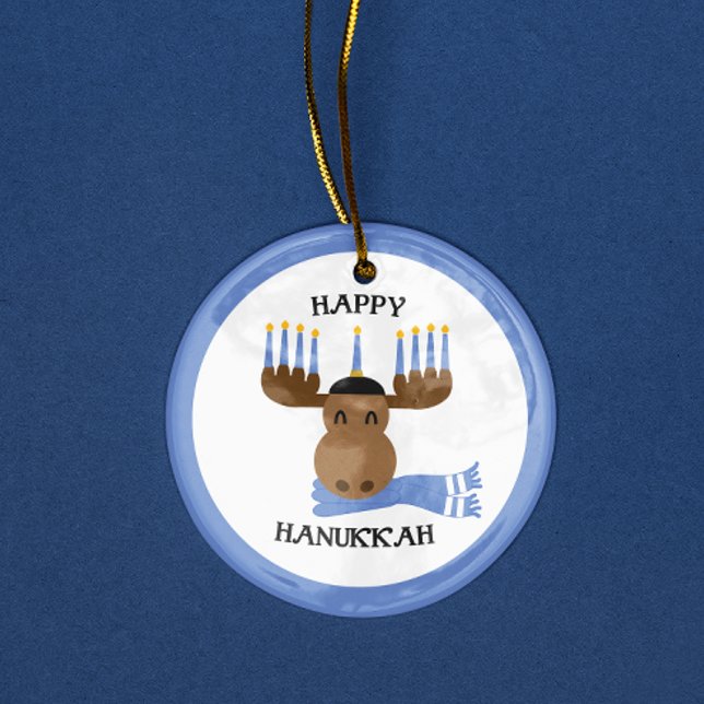 Moposed Lycklig Hanukkah Funny Hanukkah Julgransprydnad Keramik (Skapare uppladdad)