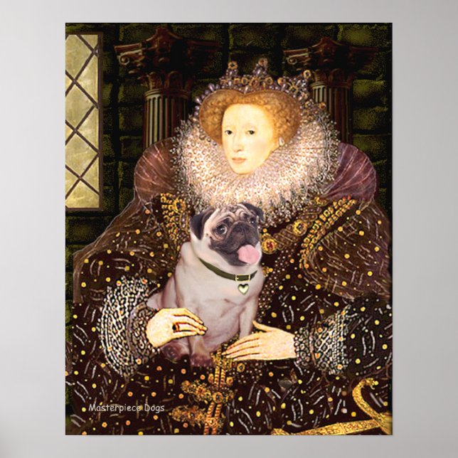 Mops 2 (fawn) - Drottning Poster (Framsidan)