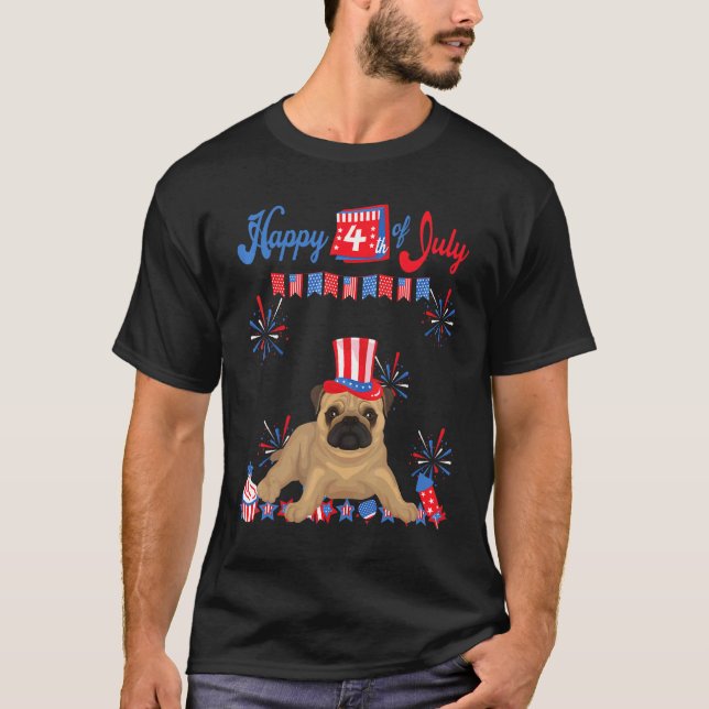 Mops 4:e Juli T Shirt (Framsida)