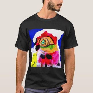 Mops Abstrakt Konst Färgrik Mops Konst Vattenfärg  T Shirt