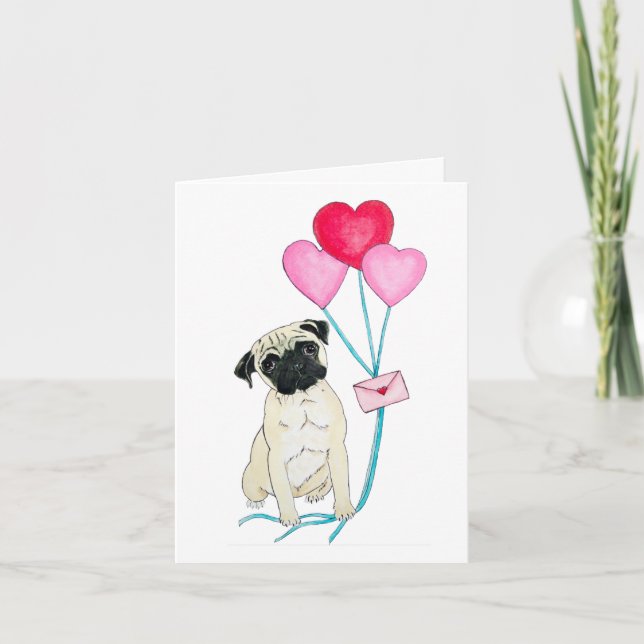 Mops Alla hjärtans dag-kort Kort (Framsida)