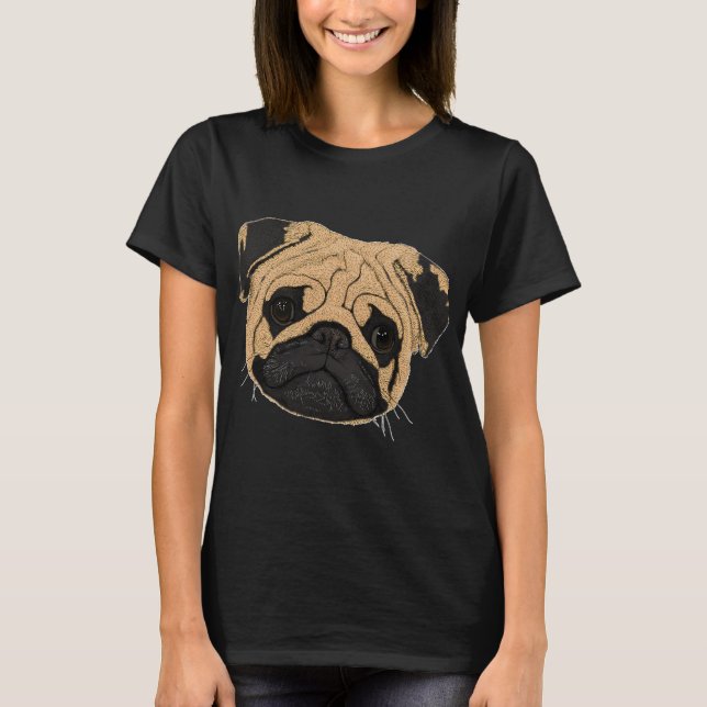 Mops ansikte (Pug) T Shirt (Framsida)