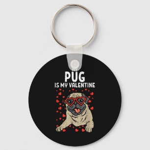 Mops är min valentin Söt Alla Hjärtans Dags Husdju Nyckelring