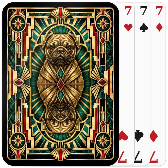 Mops, Art Deco Hund Casinokort (Skapare uppladdad)