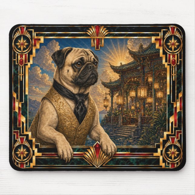 Mops, Art Deco Hund Musmatta (Framsidan)