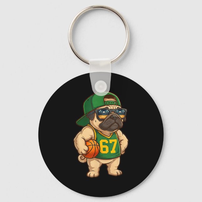 Mops Basketboll Hund 67 Gen Alpha Slang Srts Män P Nyckelring (Framsida)
