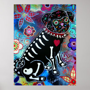 Mops Diameter de los Muertos hund älskare Poster