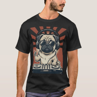 Mops DJ Hund Musikälskare Discjockey T Shirt