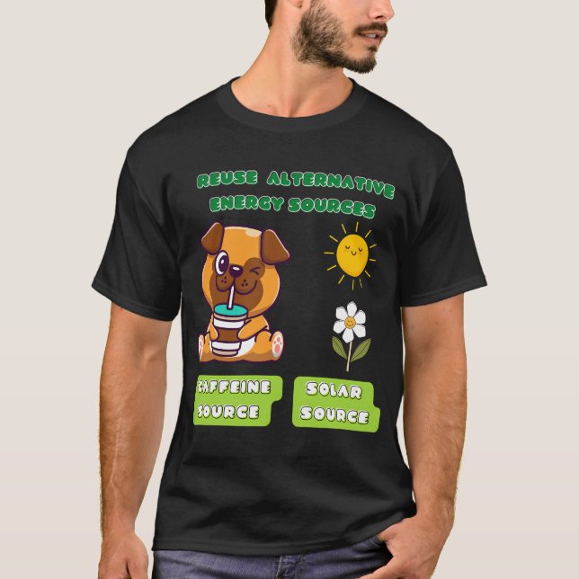 Mops drar i sig kaffe t shirt (Framsida)
