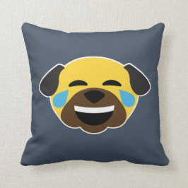 Mops-emoji-emoticon tårar av glädje och kärlek kudde