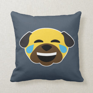Mops-emoji-emoticon tårar av glädje och kärlek kudde