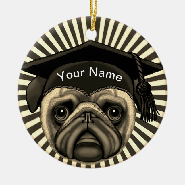 Mops examen   julgransprydnad keramik (Framsidan)