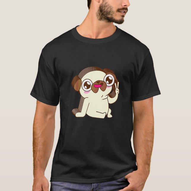 Mops Flerlager Fred Relaxerad Söt Estetisk Docka T Shirt (Framsida)