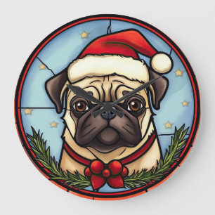 Mops Glasmålning Jul Stor Klocka