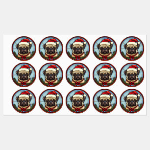 Mops Glasmosaik Jul Klistermärke