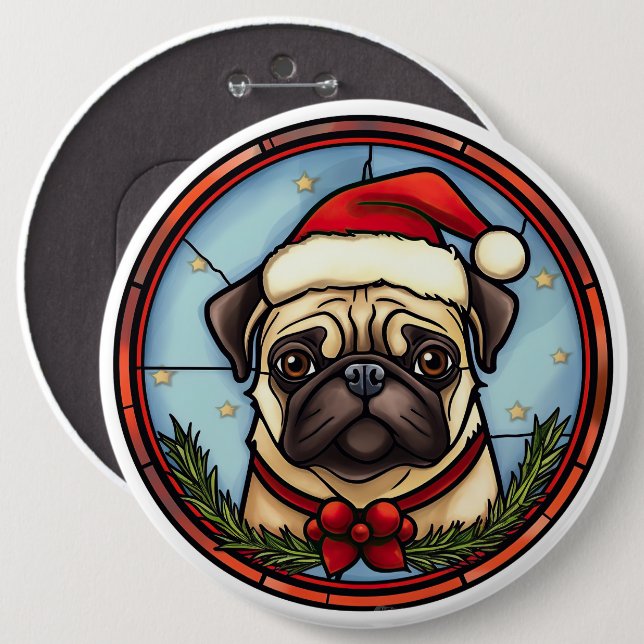 Mops Glasmosaik Jul Knapp (Framsida & baksida)