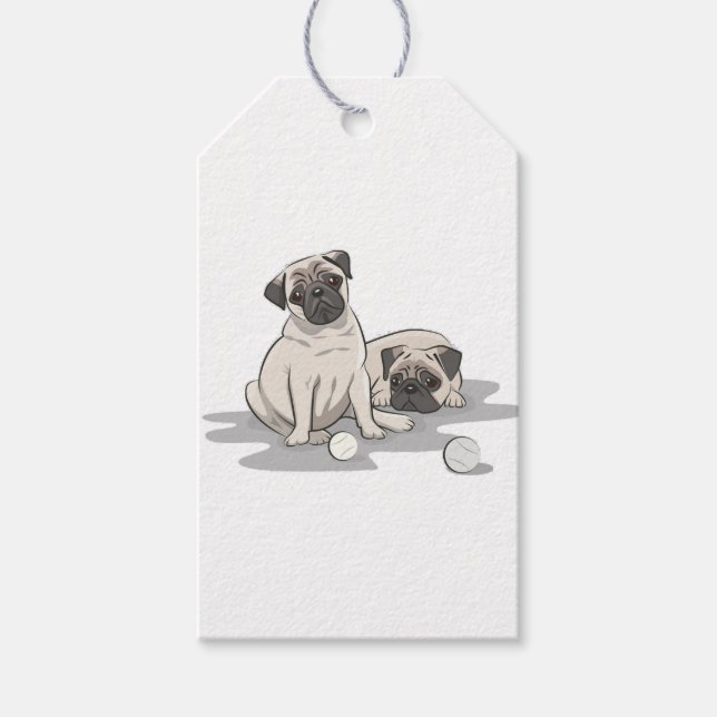 Mops Grupp Tecknad Serie Presentetikett (Framsidan)