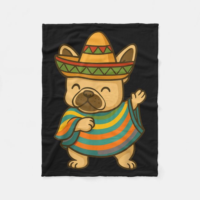 Mops gubbar dabbar cinco de mayo  fleecefilt (Framsidan)