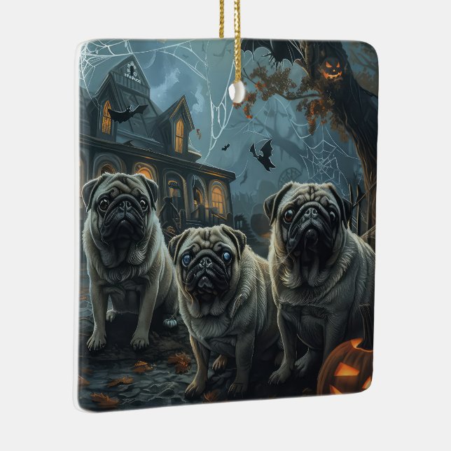 Mops Halloween Natt Hund Delight Julgransprydnad Keramik (Höger)