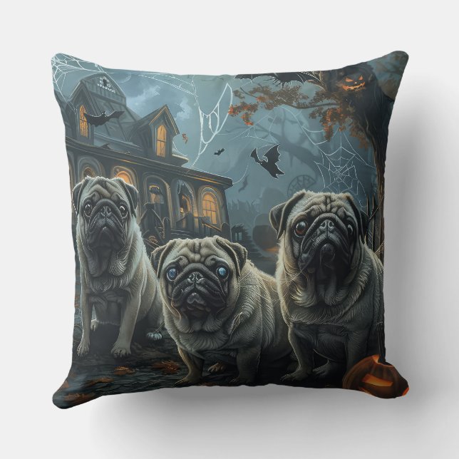 Mops Halloween Natt Hund Delight Kudde (Baksida)
