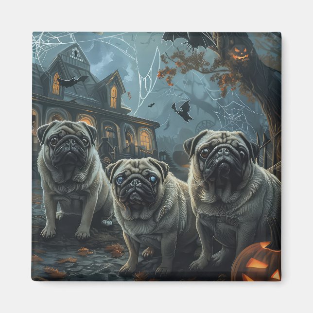 Mops Halloween Natt Hund Delight Magnet (Framsidan)