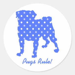 Mops härskar Polka pricker mopsklistermärkear - Runt Klistermärke