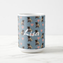 Mops & hjärtan kaffemugg