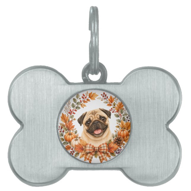 Mops höstkrans ID-bricka husdjur (Framsidan)