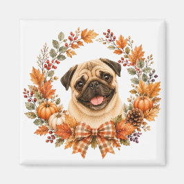 Mops höstkrans magnet