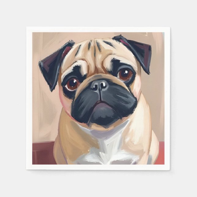 Mops Hund Djur Måleri  Pappersservett (Framsidan)