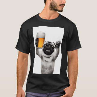 Mops hund dricker öl, rolig ölfynd t shirt