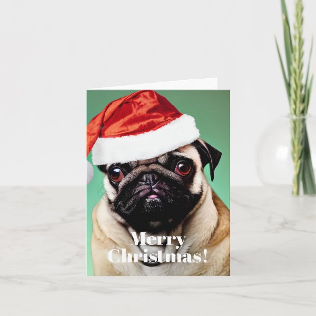 Mops Hund Jul Anteckningskort (Framsida)