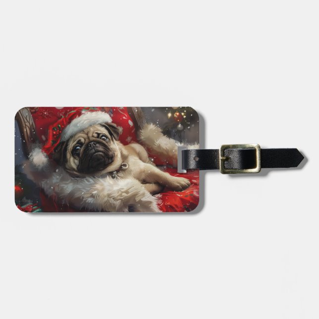 Mops Hund Jul Festlig Bagagebricka (Horisontell Framsida)