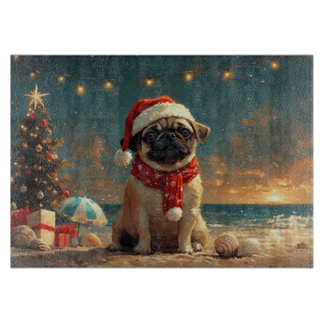 Mops Hund Jul Vintage Strand (Framsidan)