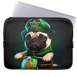 Mops hund kör cykel St. Patrick's Day Laptop Fodral