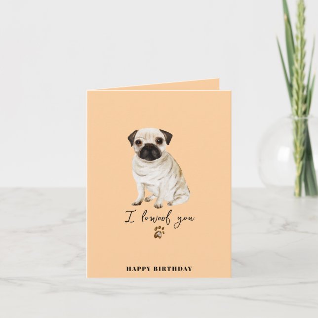 Mops Hund Mamma Valp Husdjur Födelsedag Kort (Framsida)