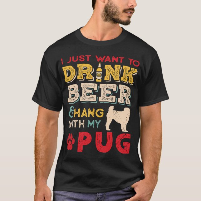 Mops Hund Pappa Öljy Rakastaja T Shirt (Framsida)