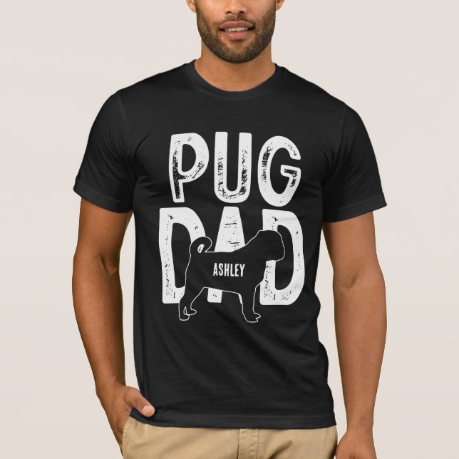 Mops Hund Pappa Valp Pappa T Shirt (Framsida)