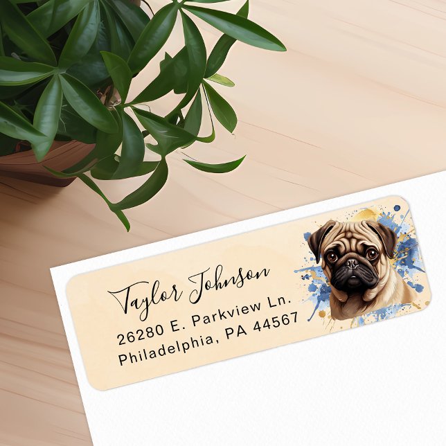 Mops Hund Returadressetikett Returadress Etikett (Skapare uppladdad)