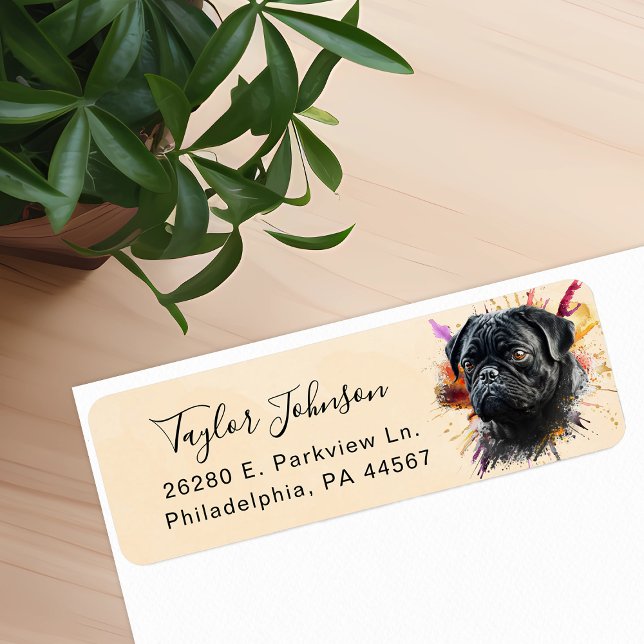 Mops Hund Returadressetikett Returadress Etikett (Skapare uppladdad)