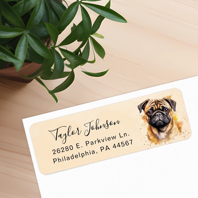 Mops Hund Returadressetikett Returadress Etikett (Skapare uppladdad)