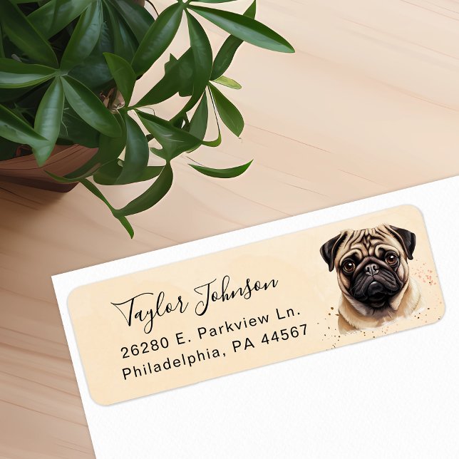 Mops Hund Returadressetikett Returadress Etikett (Skapare uppladdad)