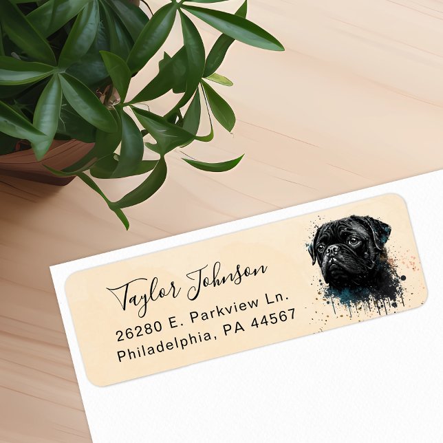 Mops Hund Returadressetikett Returadress Etikett (Skapare uppladdad)