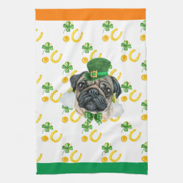 Mops Hund Semester Hem Dekoration St Patricks Day Kökshandduk