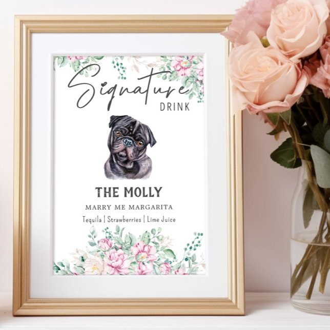 Mops Hund Signatur Dryck skylt (Skapare uppladdad)