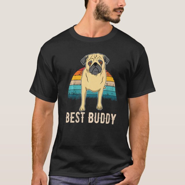 Mops Hund Solnedgång  5 T Shirt (Framsida)