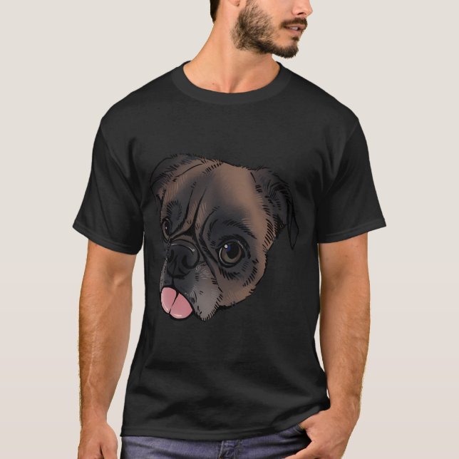 Mops Hund T Shirt (Framsida)