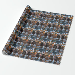 Mops Hundar Jul Snö Högtid Presentpapper