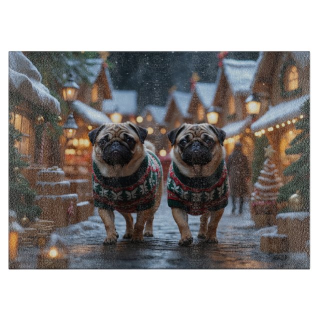 Mops hundar jul snö semester (Framsidan)