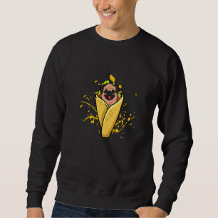 Mops Hundras Inbunden Valp Burrito Kött Grönsaker Lång Ärmad Tröja